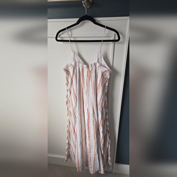 Madewell Striped V-Neck Midi Dress in 100% Linen - Picture 11 of 11